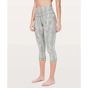 Lululemon Wunder Under Crop Full On Luon 21" High Rise Arrow Jacquard Dark Olive